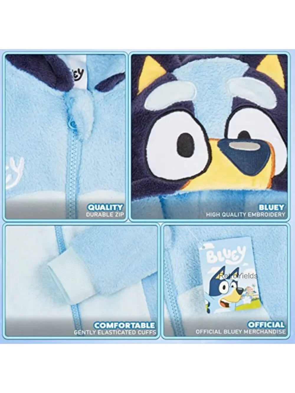 Bluey One Piece Pajamas for Kids Toddlers, Fleece Zip Front Sleepwear,